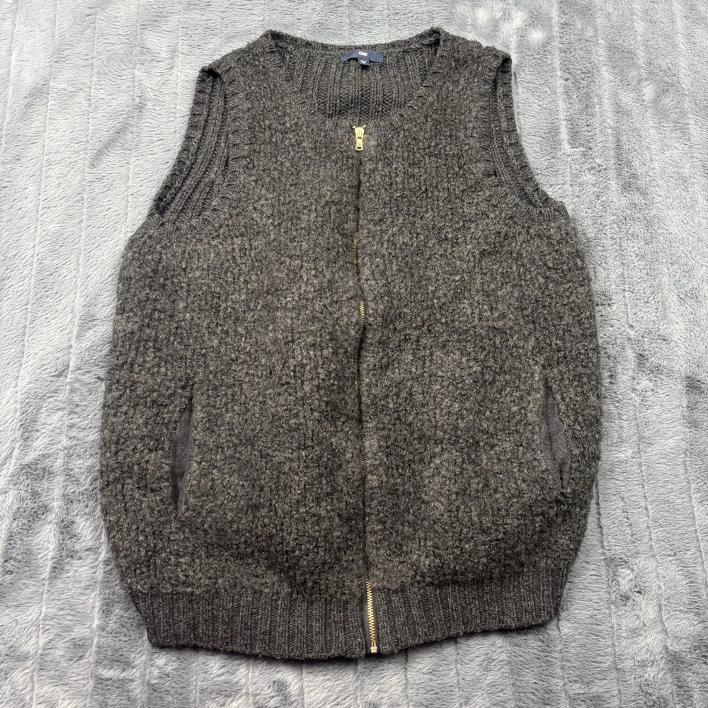 Gap Womens Gray Wool Alpaca Blend Full Zip Sweater Vest Charcoal Medium 14853